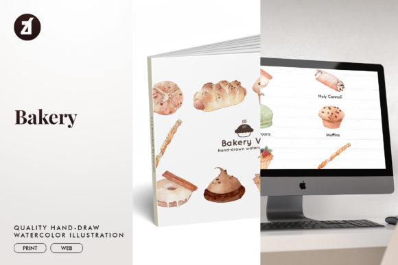 Bakery Set1 Watercolor Illustration