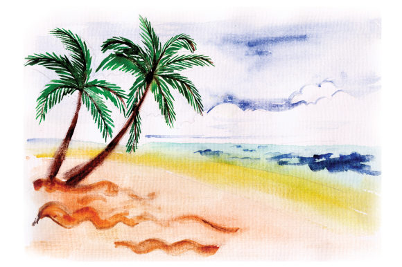 Beach Scene in Watercolor Embroidery Design Review