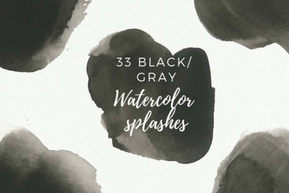 Black Watercolor Splash Clipart and Illustrations
