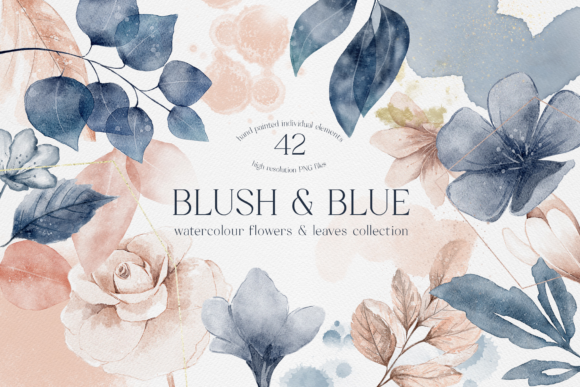Blush and Blue Leaves Florals Watercolor for Local Business Branding