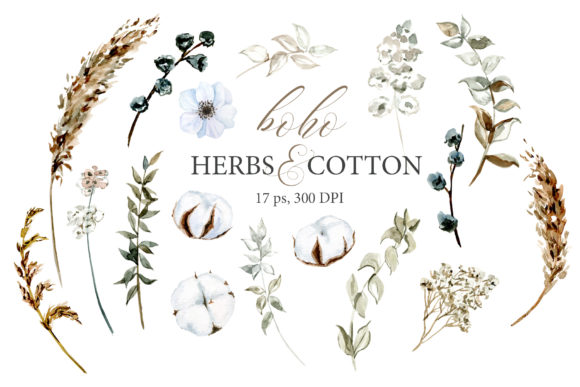 Boho Watercolor Floral Clipart: A Versatile Illustration for Modern Branding