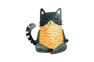 Cat Doing Yoga Pose - Watercolor: A Versatile Graphic Design Asset for Creative Publishers