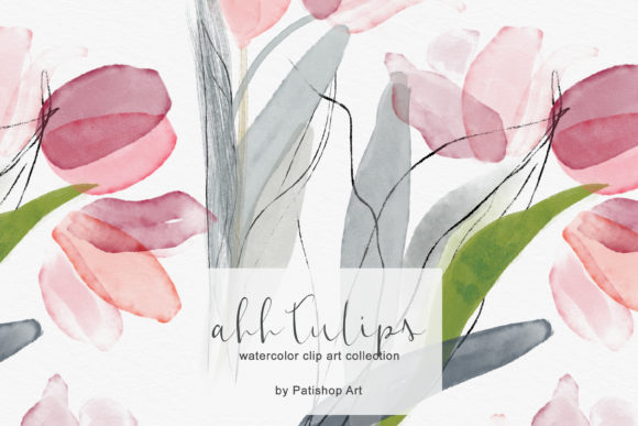 Delicate Watercolor Tulip Clipart Set and Illustrations
