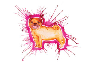 Dog in Paint Splatter Watercolor Style: A Creative Asset for Animal-Themed Designs