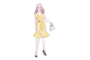 Fashion Sketch with Stripes in Watercolor: A Versatile Design Asset for Beauty Amp Branding