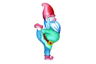 Gnome Doing Yoga in Watercolor Style: A Versatile Design Asset for Content Creators