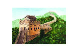 Great Wall of China Watercolor for Travel-Themed Design Projects