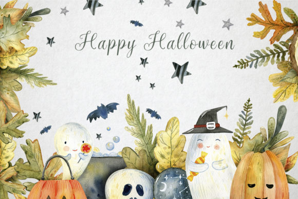 Magical Halloween Watercolor Illustrations