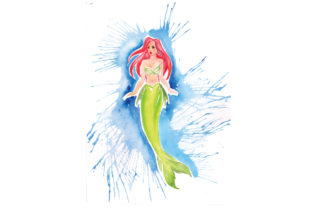 Mermaid in Paint Splatter Watercolor Style for Local Business Branding