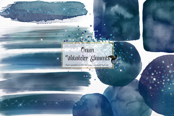 Ocean Watercolor Elements