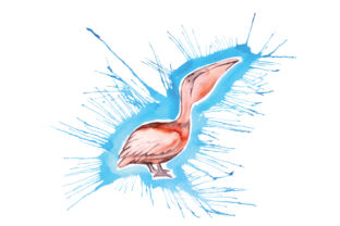 Pelican in Paint Splatter Watercolor Style: A Versatile Animal Graphic for Content Creators