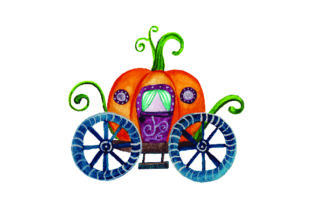 Pumpkin Carriage - Watercolor: A Thanksgiving Graphic Design Asset That Adds Charm