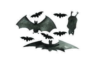 Spooky Bats Watercolor for Halloween Design Projects