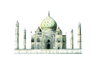 Taj Mahal Watercolor Style for Travel-Themed Designs