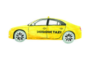 Taxi - Watercolor Style: A Travel-Inspired Design Asset for Creative Content