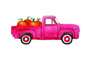 Thanksgiving Pickup Truck Watercolor Design for Handmade Projects