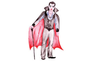 Vampire in Watercolor: A Halloween Graphic Design Asset for Real Craft Projects