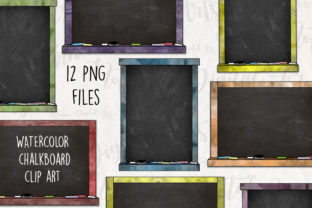 Watercolor Chalkboard Frames and Illustrations