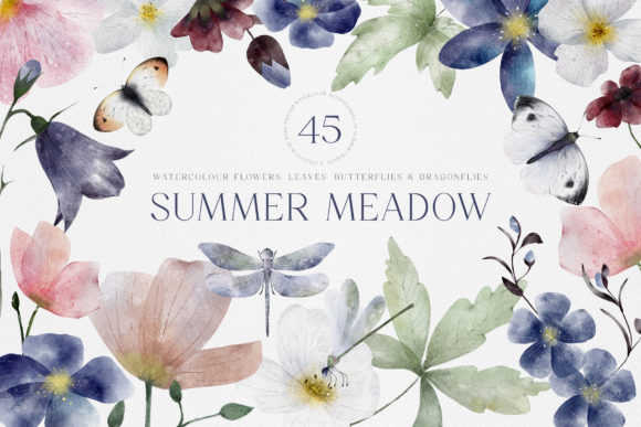 Watercolor Hand Painted Flowers Leaves: A Versatile Illustration for Content Creators
