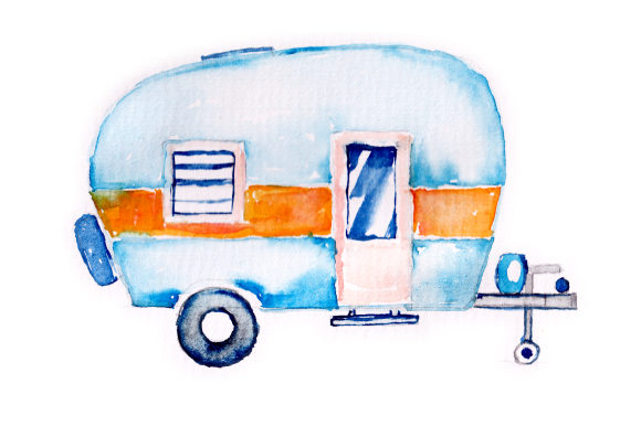Watercolor Vintage Camper: A Design Asset That Elevates Garage-Themed Content