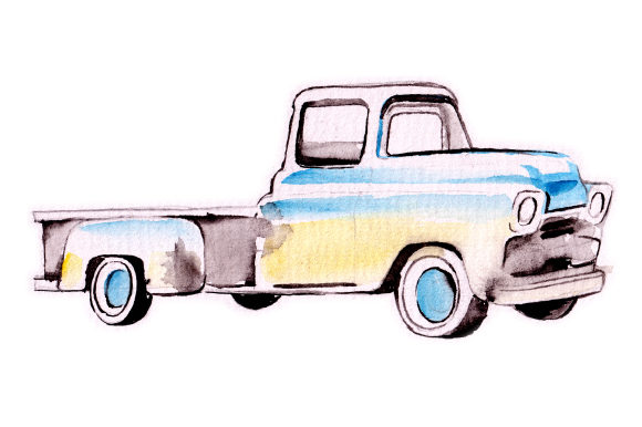 Watercolor Vintage Truck: A Garage-Style Graphic for Creative Branding