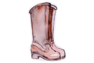 Watercolour Maroon Wellie Boots for Spring Campaigns