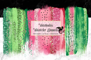 Watermelon Watercolor Elements Clipart and Illustrations