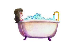 Women Taking Bath - Watercolor Style for Modern Bathroom Branding